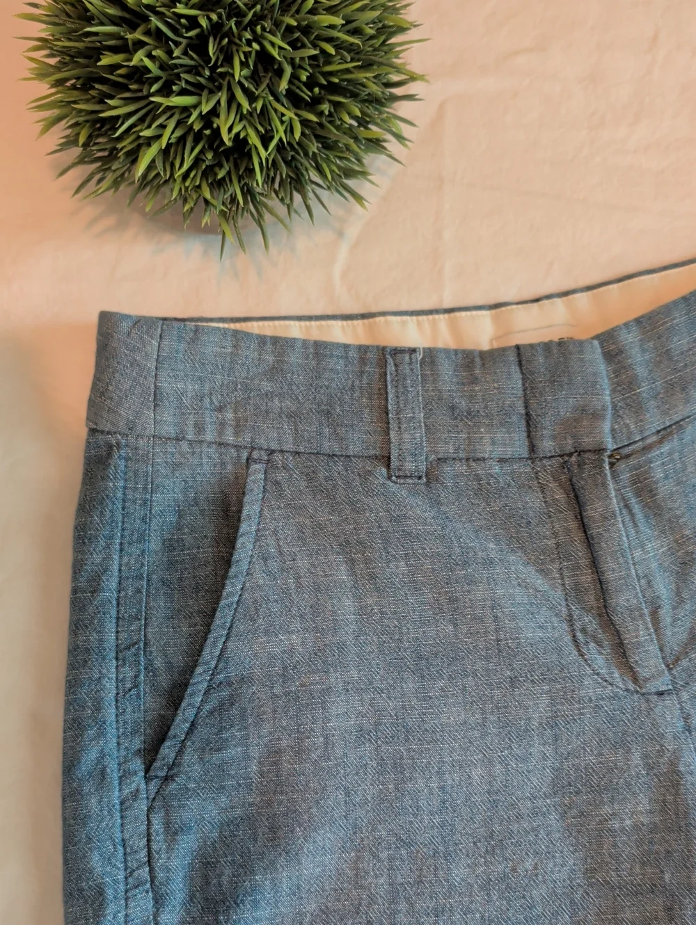J. Crew Heathered Blue Linen Like 100% Cotton Casual Shorts